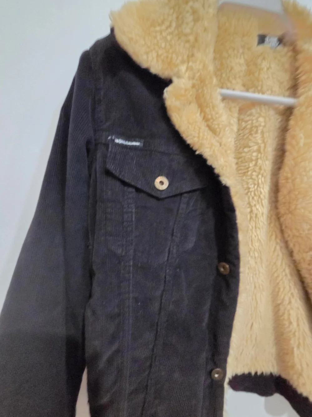 VINTAGE Dolce & Gabbana Black Corduroy Bomber Jacket with Cream Sherpa Collar - Picture 3 of 4